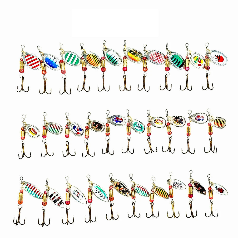 ZWICKE 30pcs Spinner Fishing Lure Kit Metal Sequin Spoon Hard Bait Fishing Wobblers Set Fishing Tackle Isca Atificial Lure Pesca